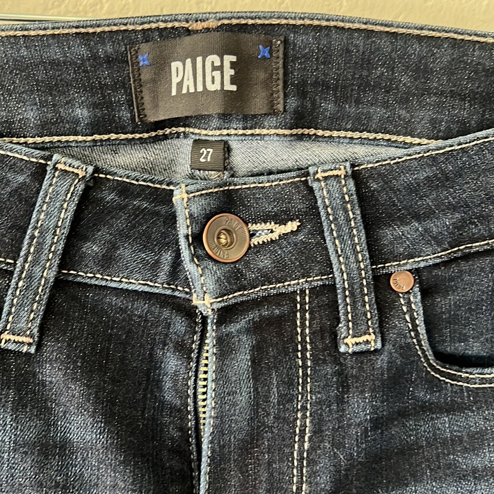 Paige Skyline Ankle Peg Dark Wash Jeans - Picture 9 of 10